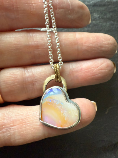 Peach Heart Opal Necklace