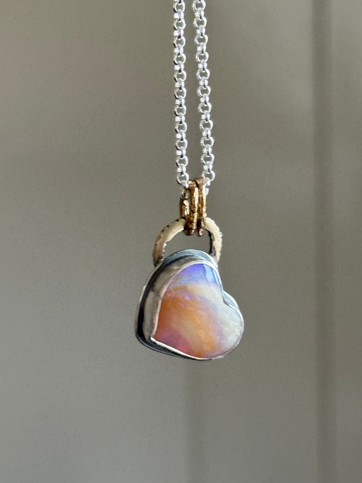 Peach Heart Opal Necklace
