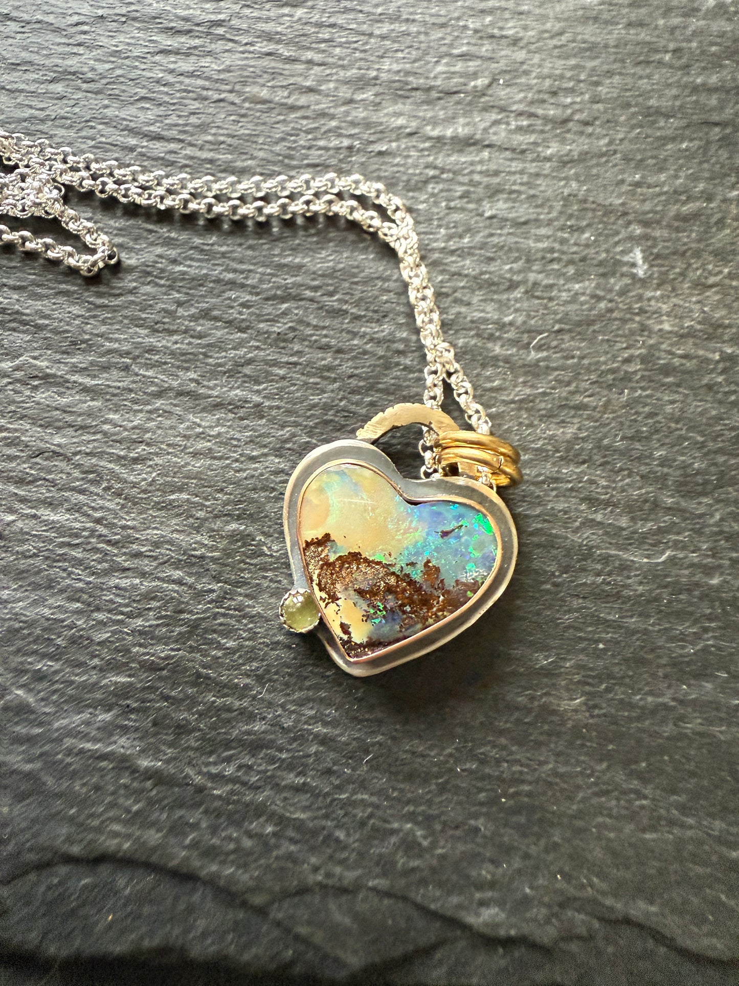 Heart Opal with Peridot