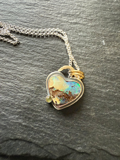 Heart Opal with Peridot