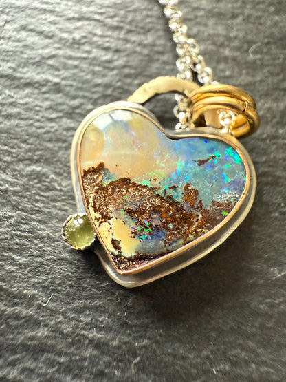 Heart Opal with Peridot