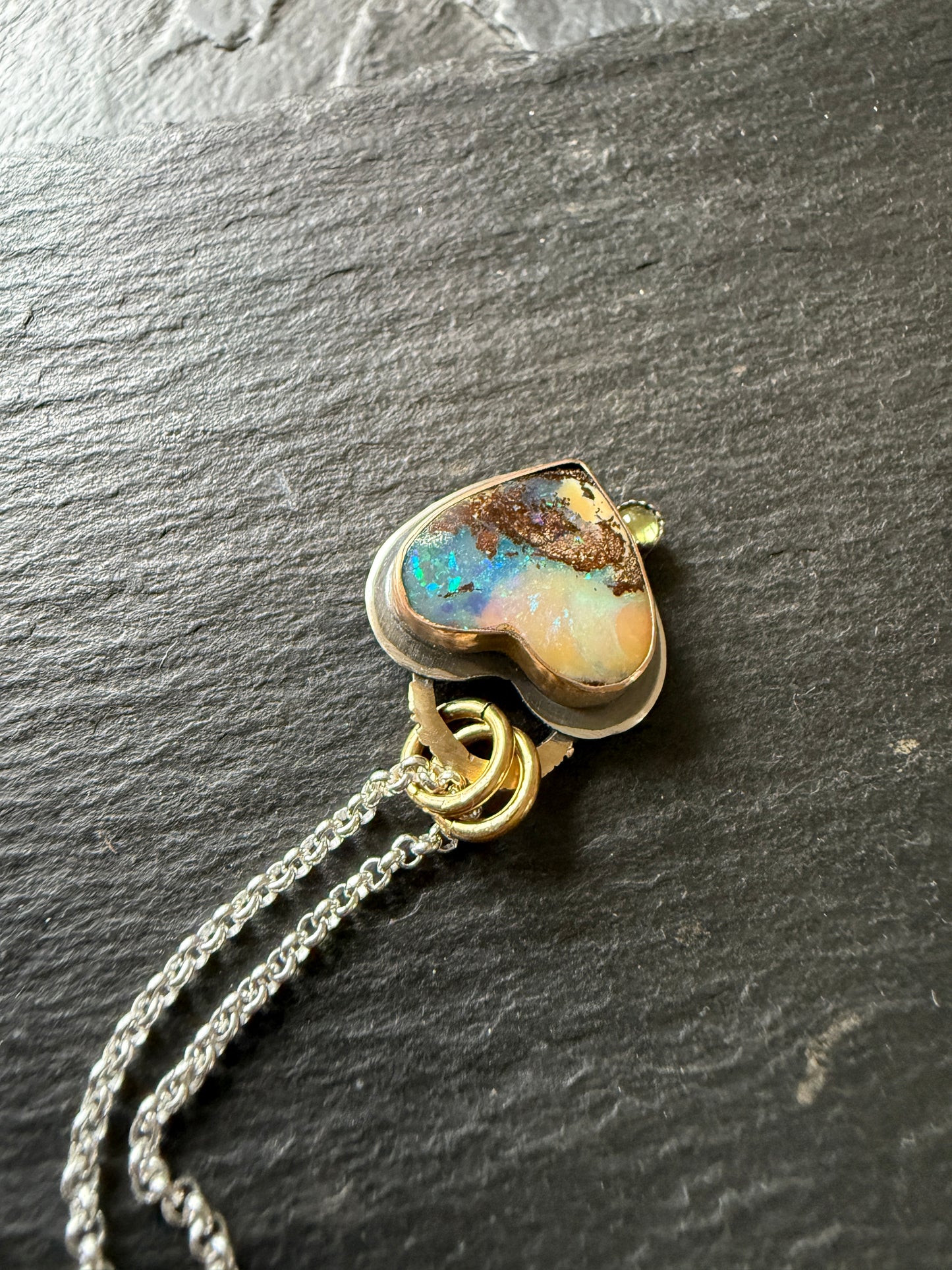 Heart Opal with Peridot