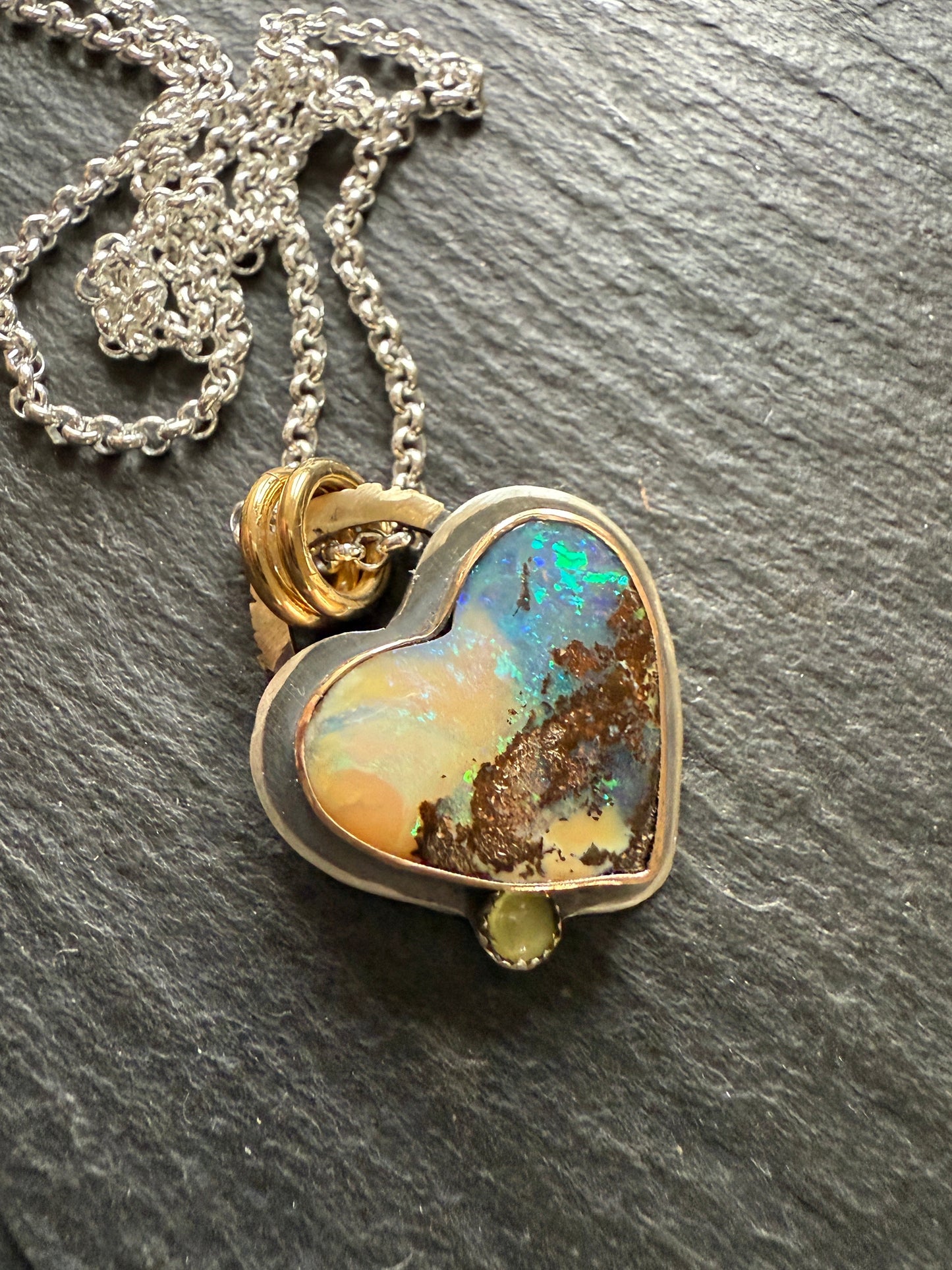 Heart Opal with Peridot
