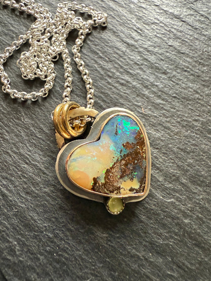Heart Opal with Peridot