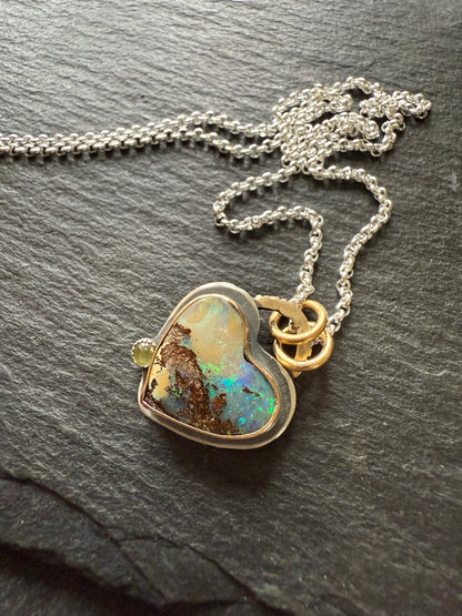 Heart Opal with Peridot