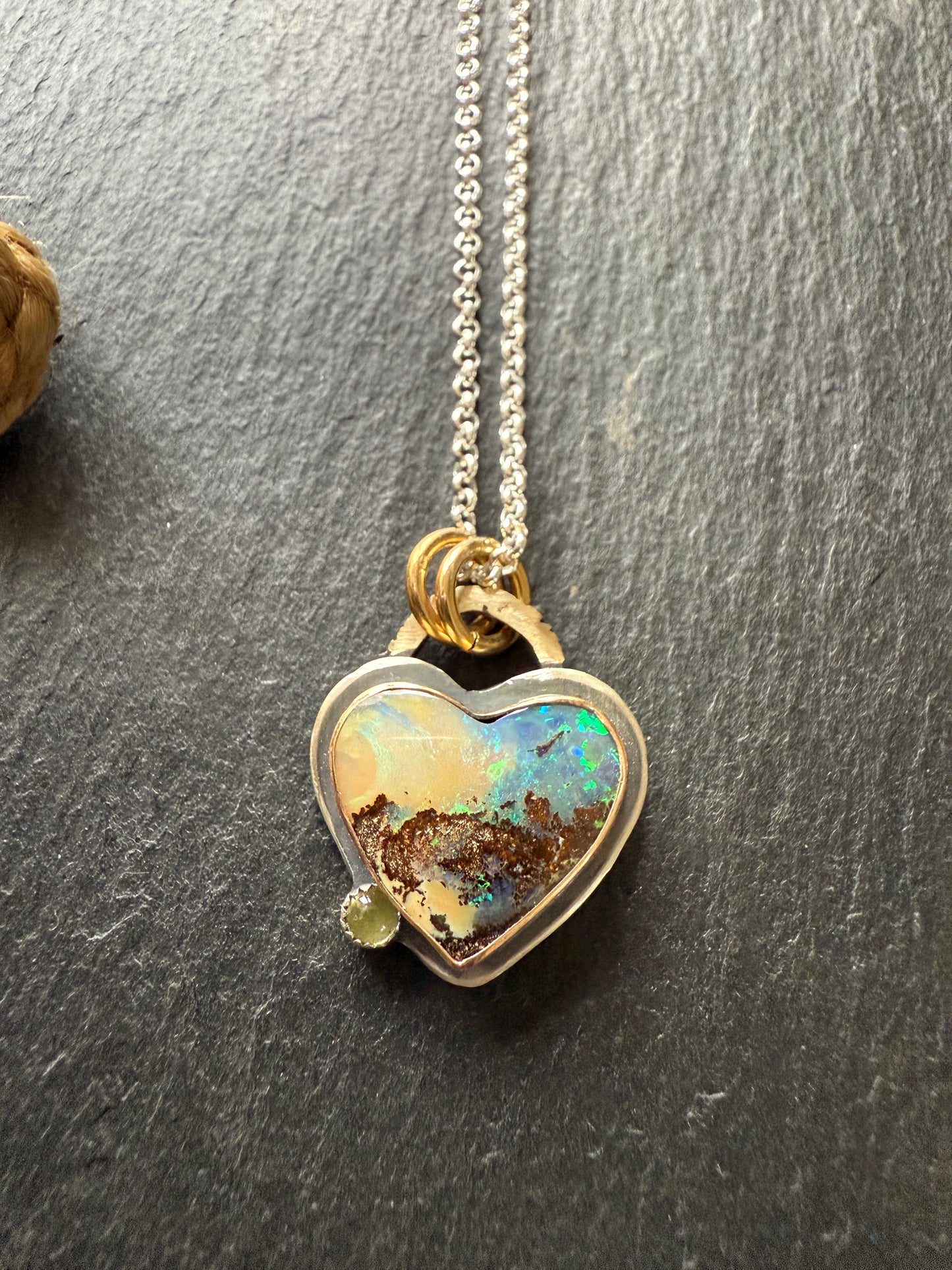 Heart Opal with Peridot