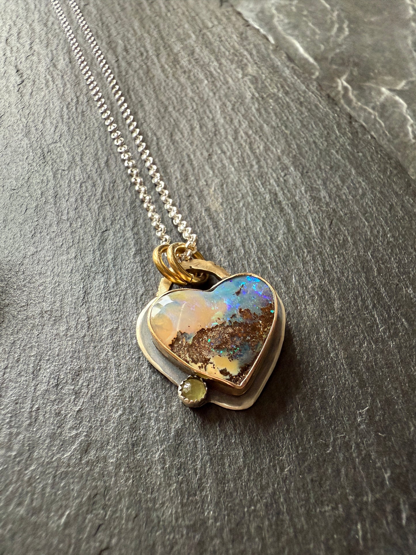 Heart Opal with Peridot