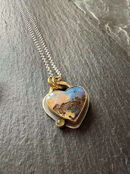 Heart Opal with Peridot