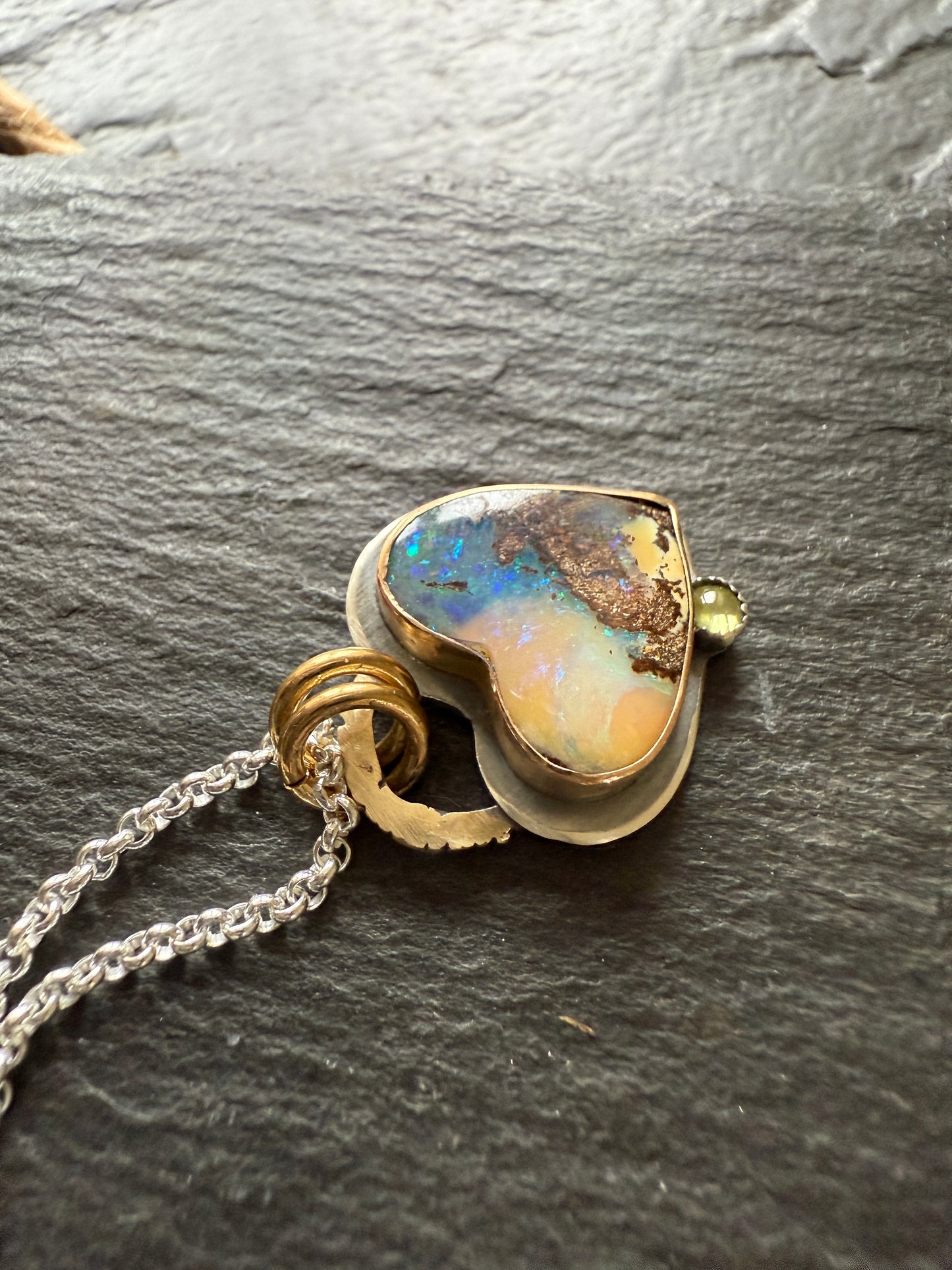 Heart Opal with Peridot