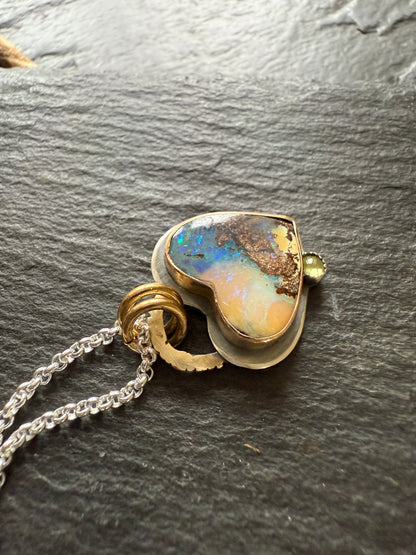 Heart Opal with Peridot