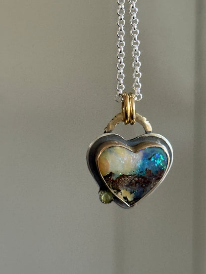 Heart Opal with Peridot