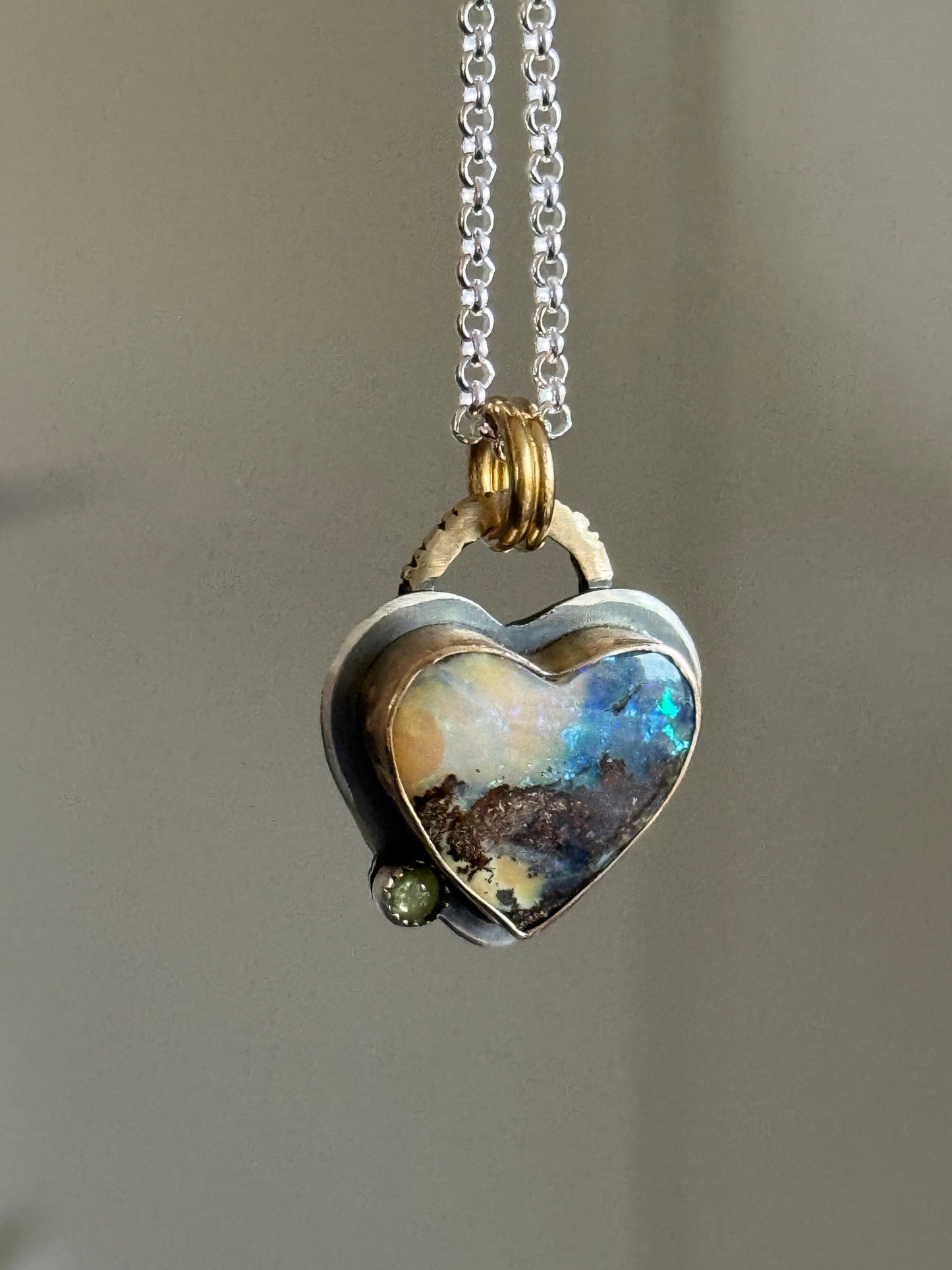 Heart Opal with Peridot