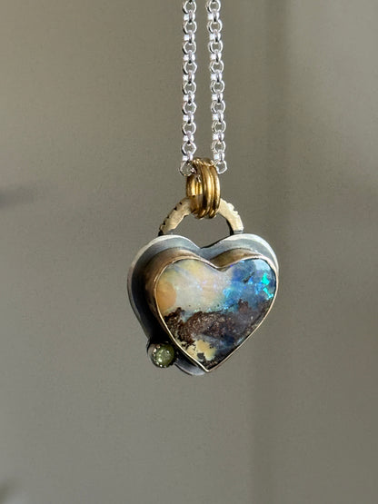 Heart Opal with Peridot