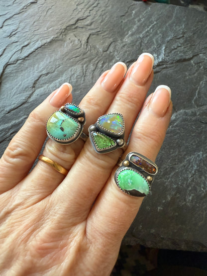 Boulder Opal and Turquoise Ring 6 1/4 US