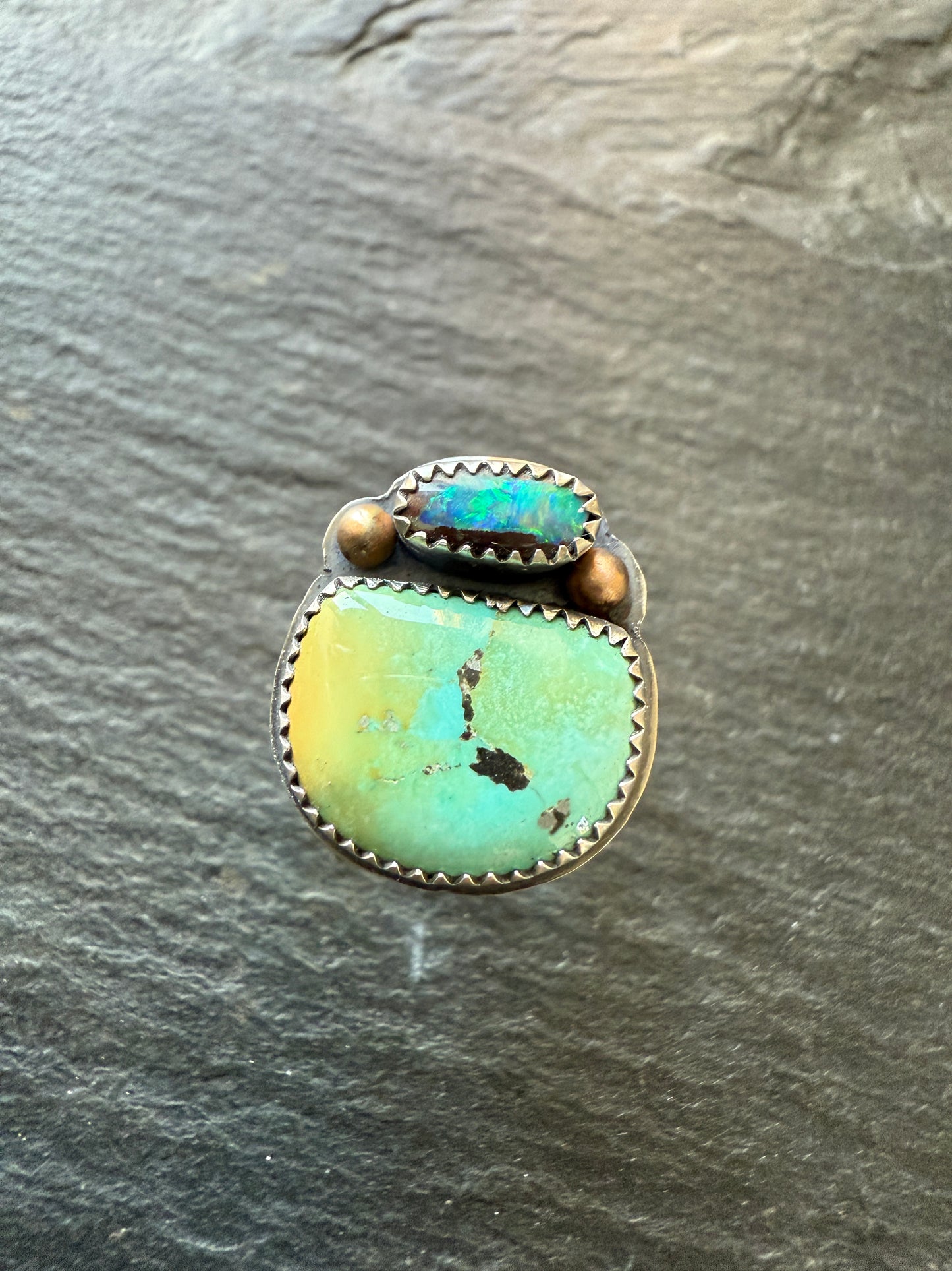 Turquoise & Opal Ring 6.5 US