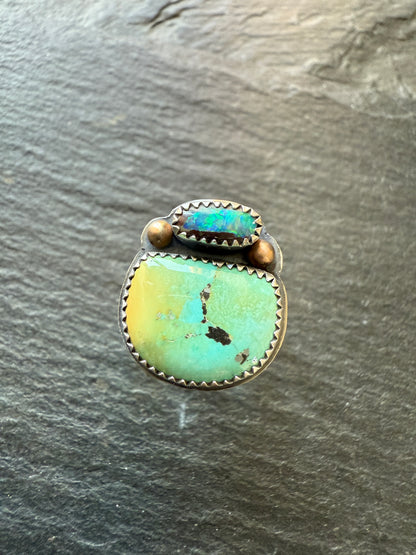 Turquoise & Opal Ring 6.5 US