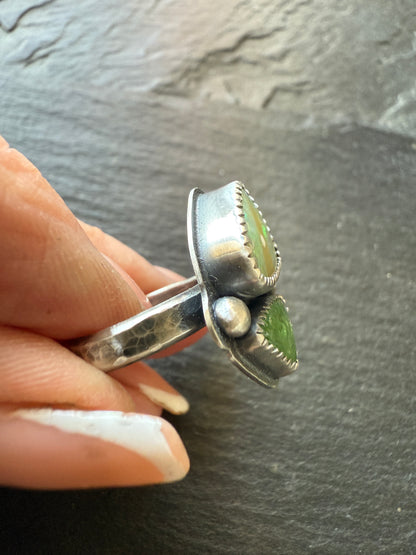 Opal and Tsavorite Garnet Ring 7 1/4 US