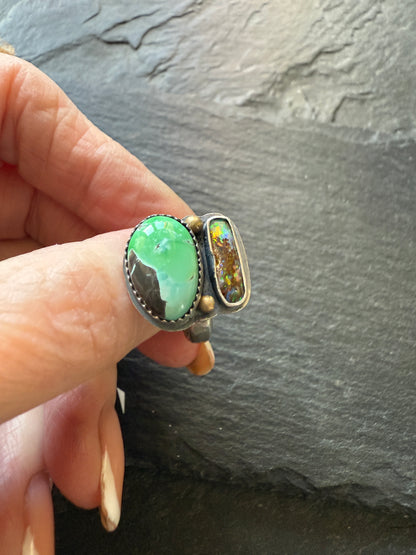 Boulder Opal and Turquoise Ring 6 1/4 US