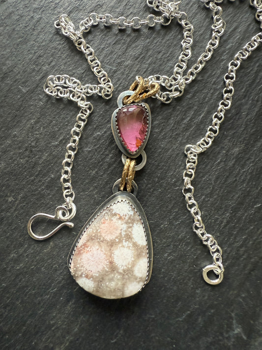 Fossilised Coral & Tourmaline