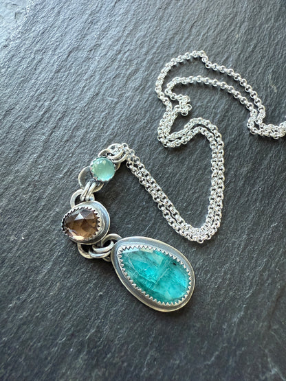 Topaz, Kyanite & Smoky Quartz Pendant