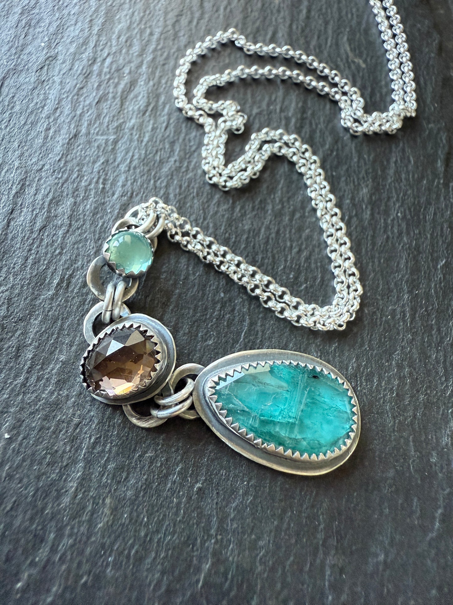 Topaz, Kyanite & Smoky Quartz Pendant