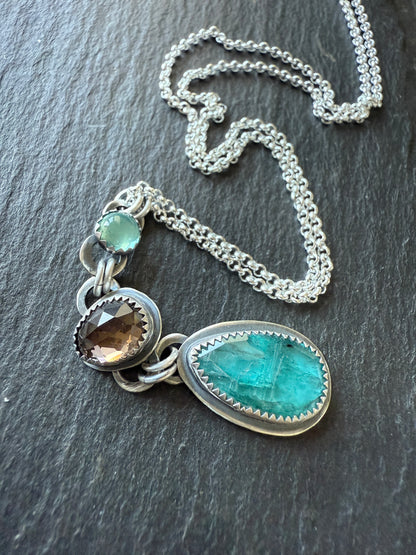 Topaz, Kyanite & Smoky Quartz Pendant