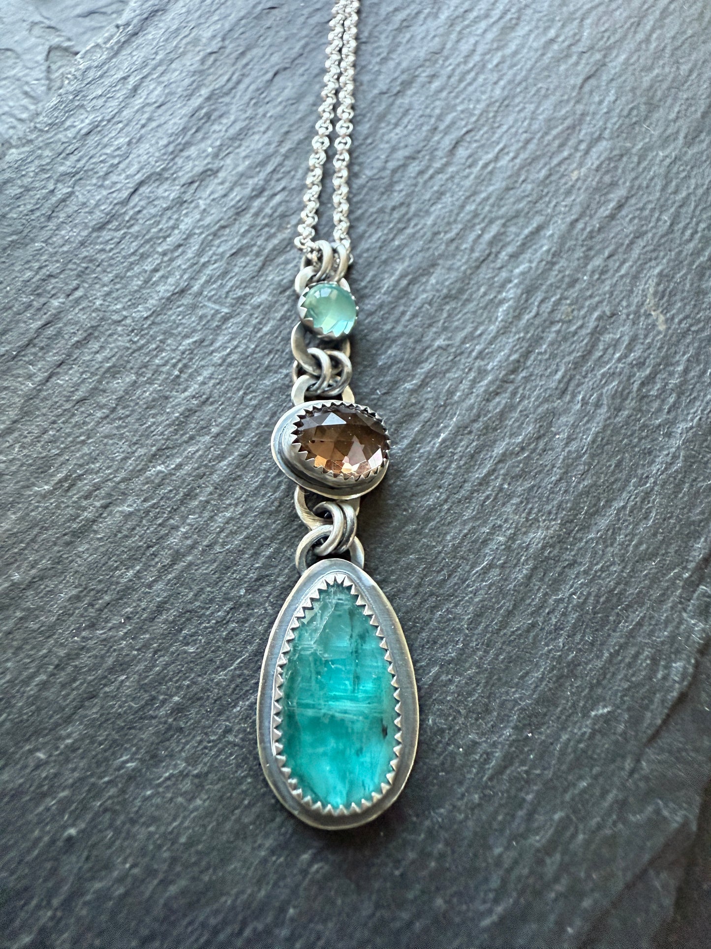 Topaz, Kyanite & Smoky Quartz Pendant