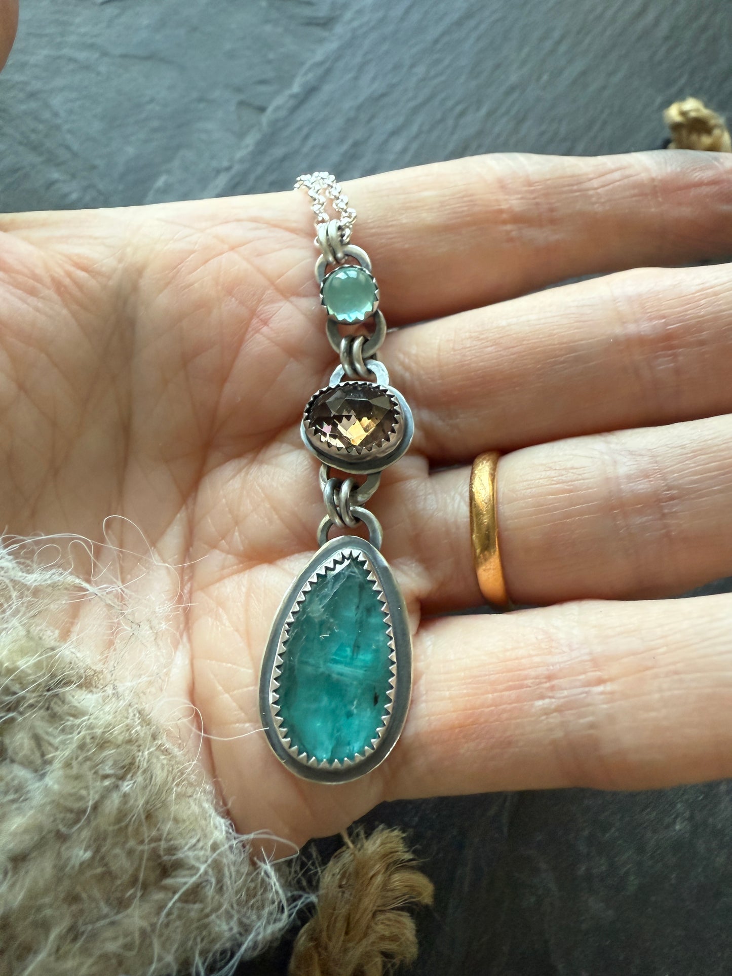 Topaz, Kyanite & Smoky Quartz Pendant