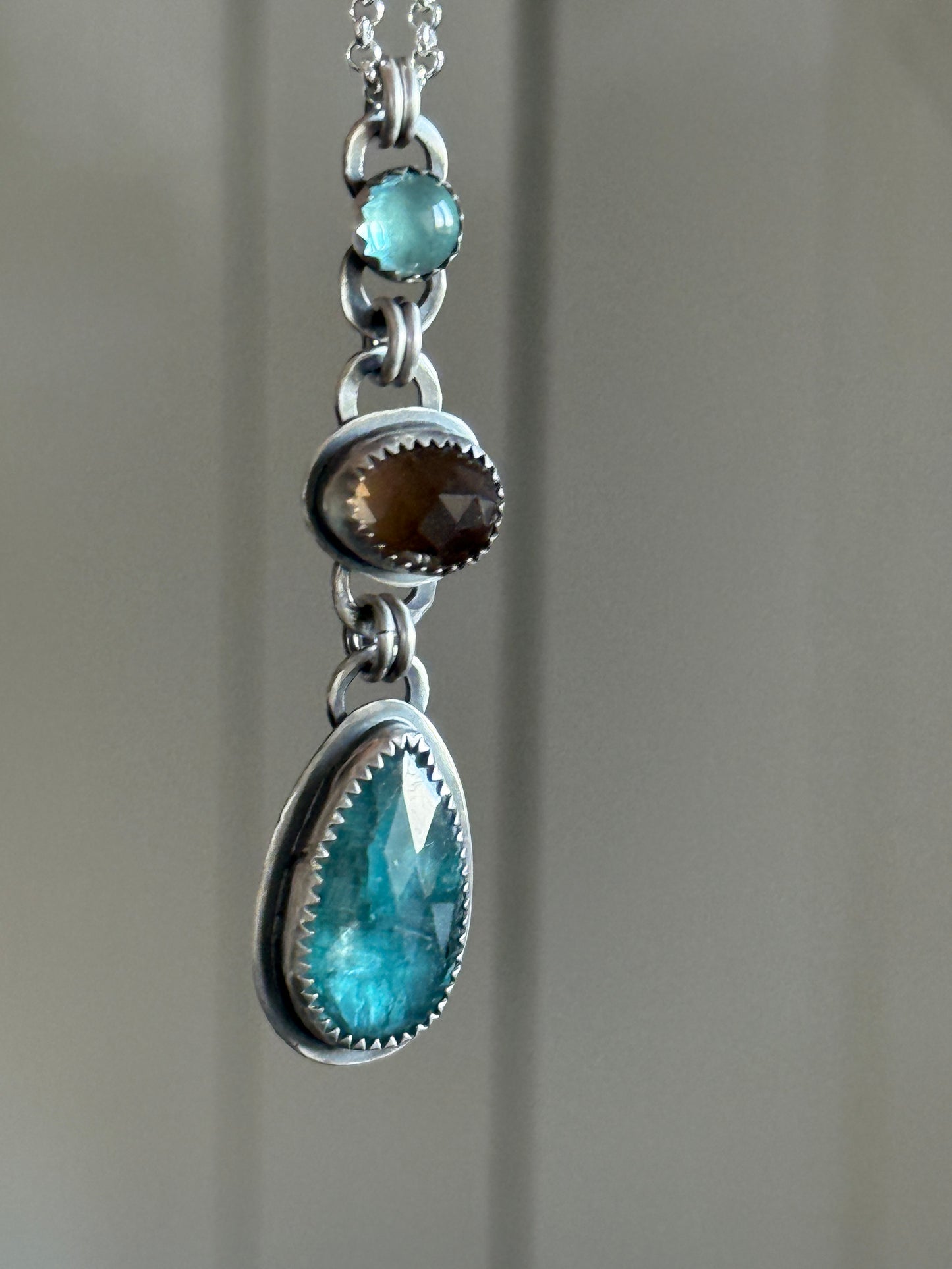 Topaz, Kyanite & Smoky Quartz Pendant