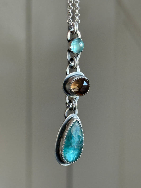 Topaz, Kyanite & Smoky Quartz Pendant