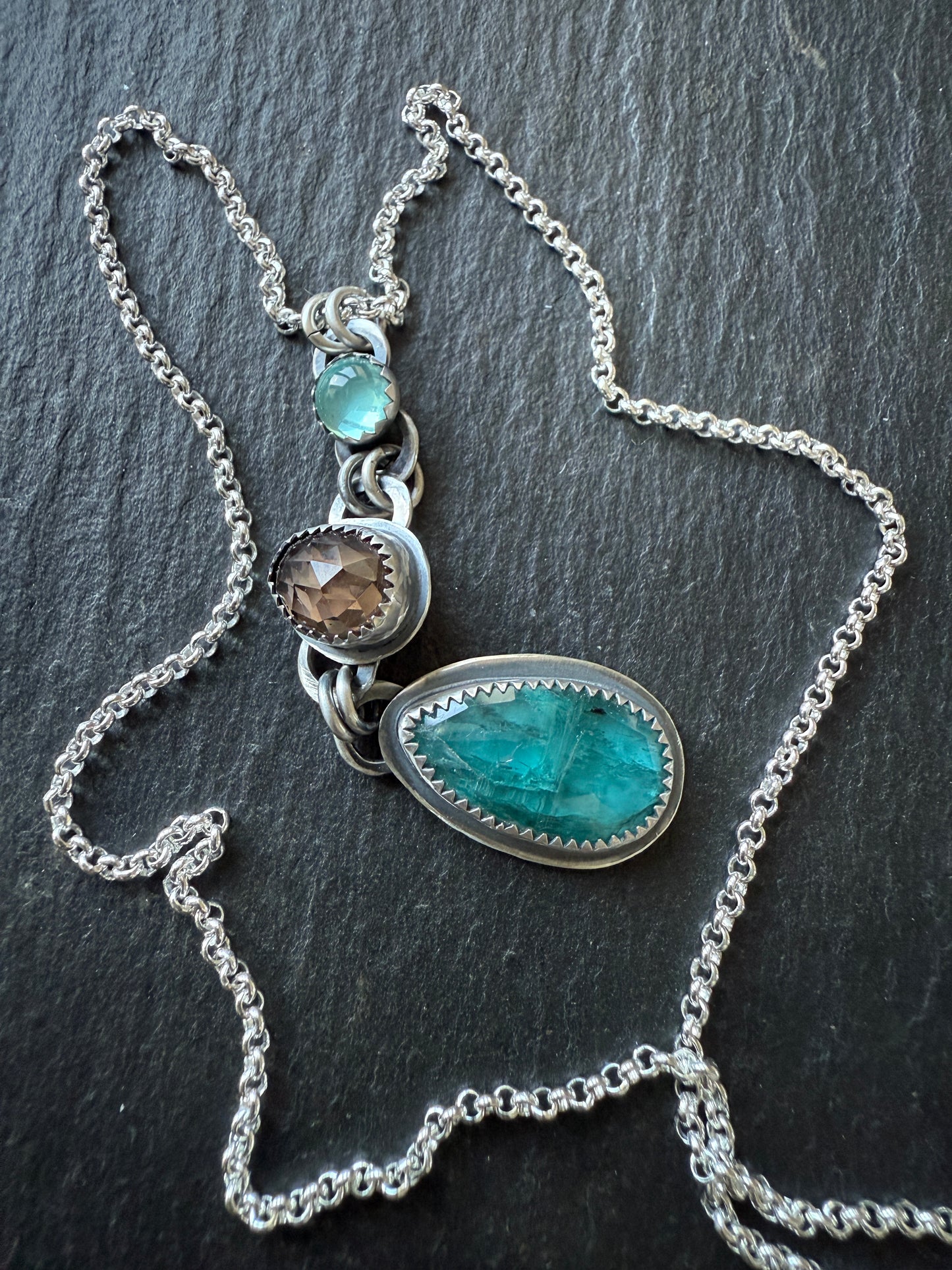 Topaz, Kyanite & Smoky Quartz Pendant