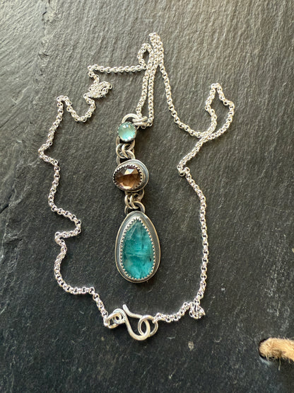 Topaz, Kyanite & Smoky Quartz Pendant