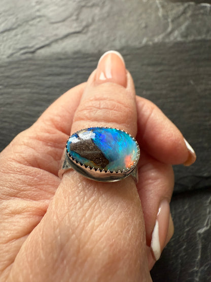 Blue Opal Ring 7.5 US / O 1\2 UK