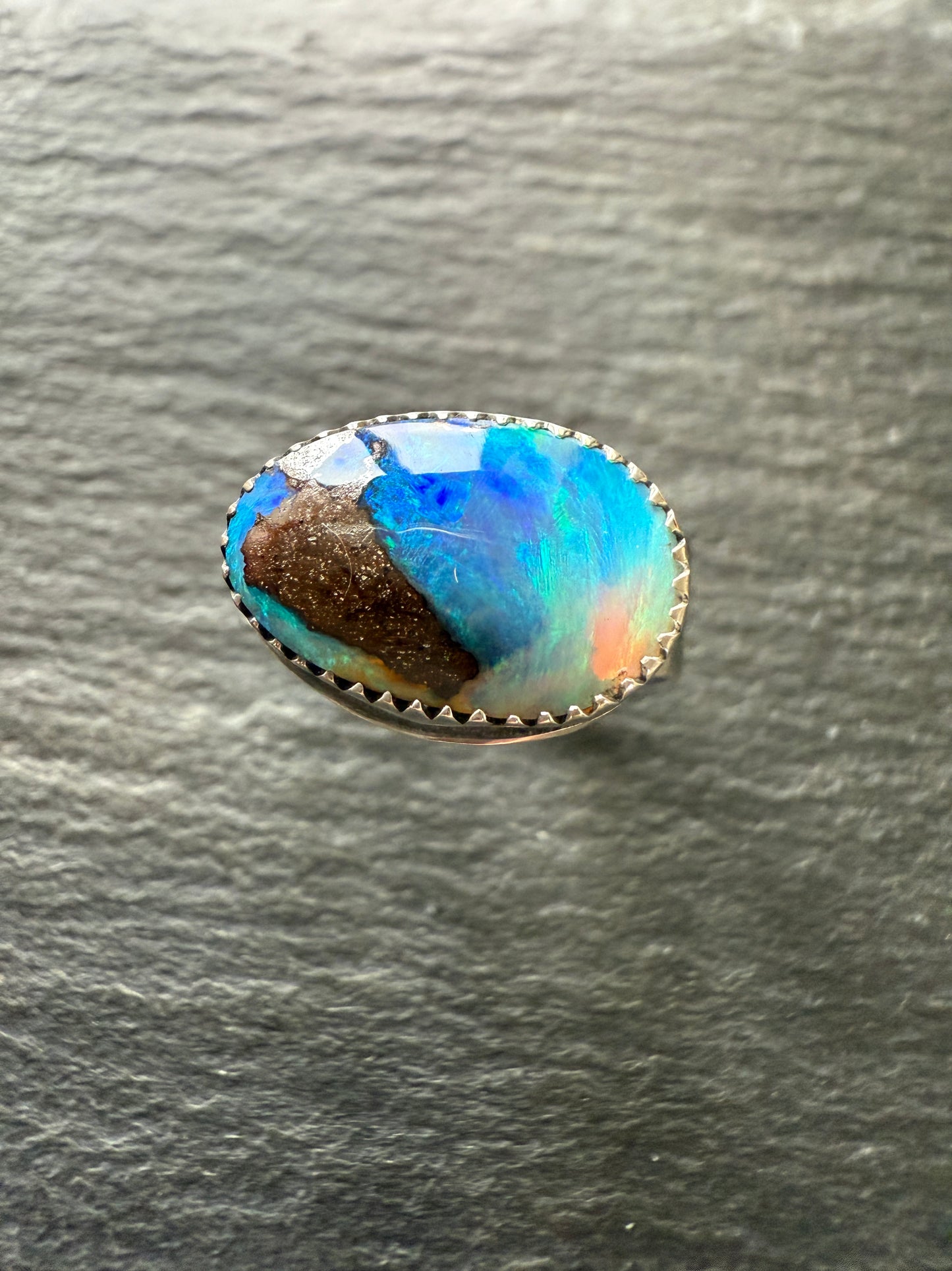 Blue Opal Ring 7.5 US / O 1\2 UK