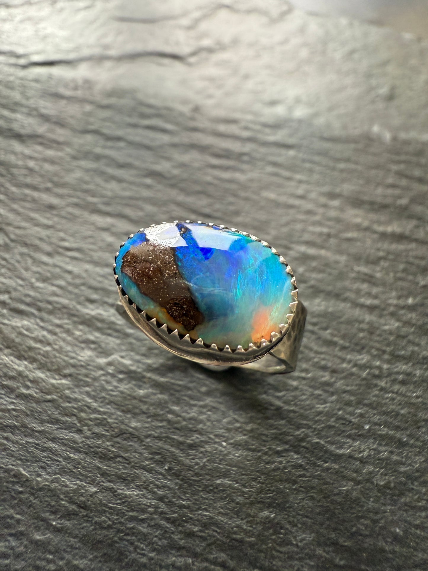 Blue Opal Ring 7.5 US / O 1\2 UK