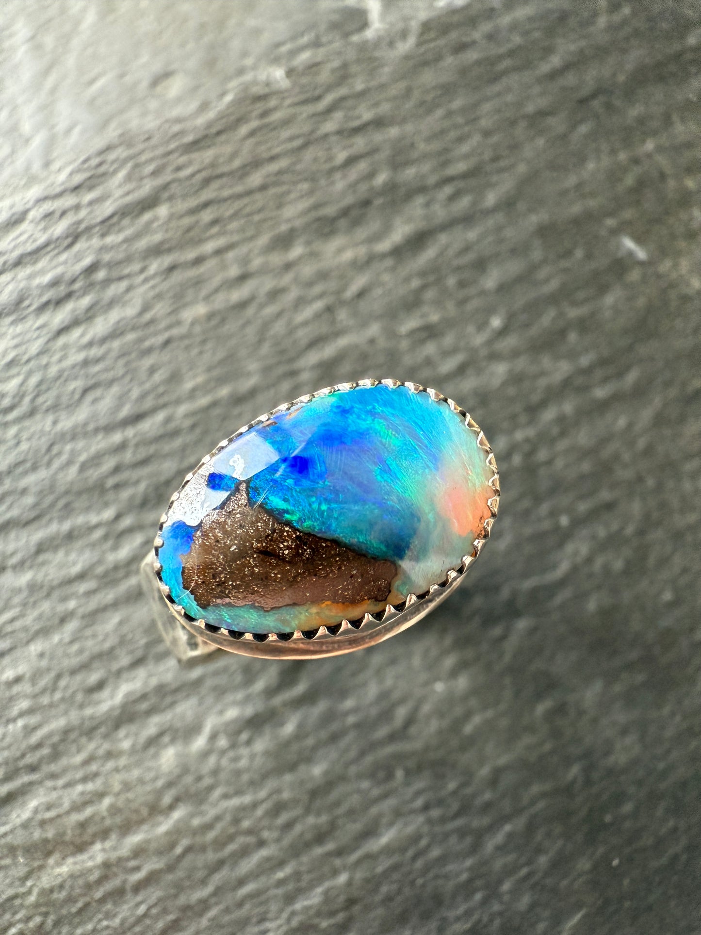 Blue Opal Ring 7.5 US / O 1\2 UK