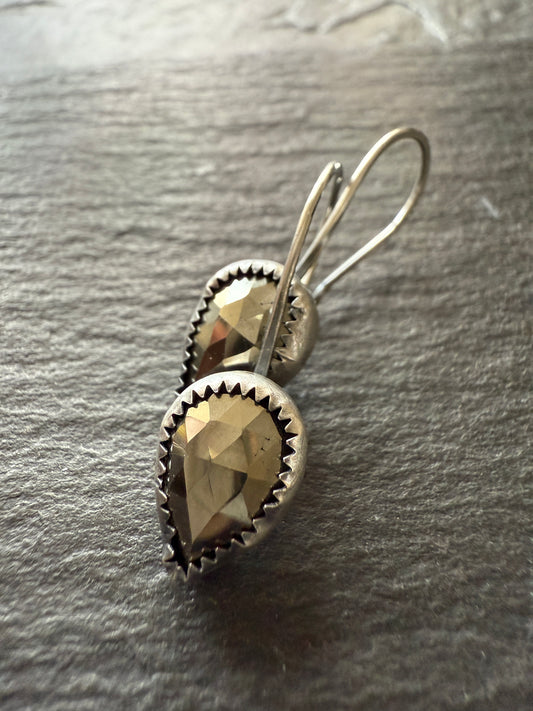 Golden Pyrite Drop Earrings