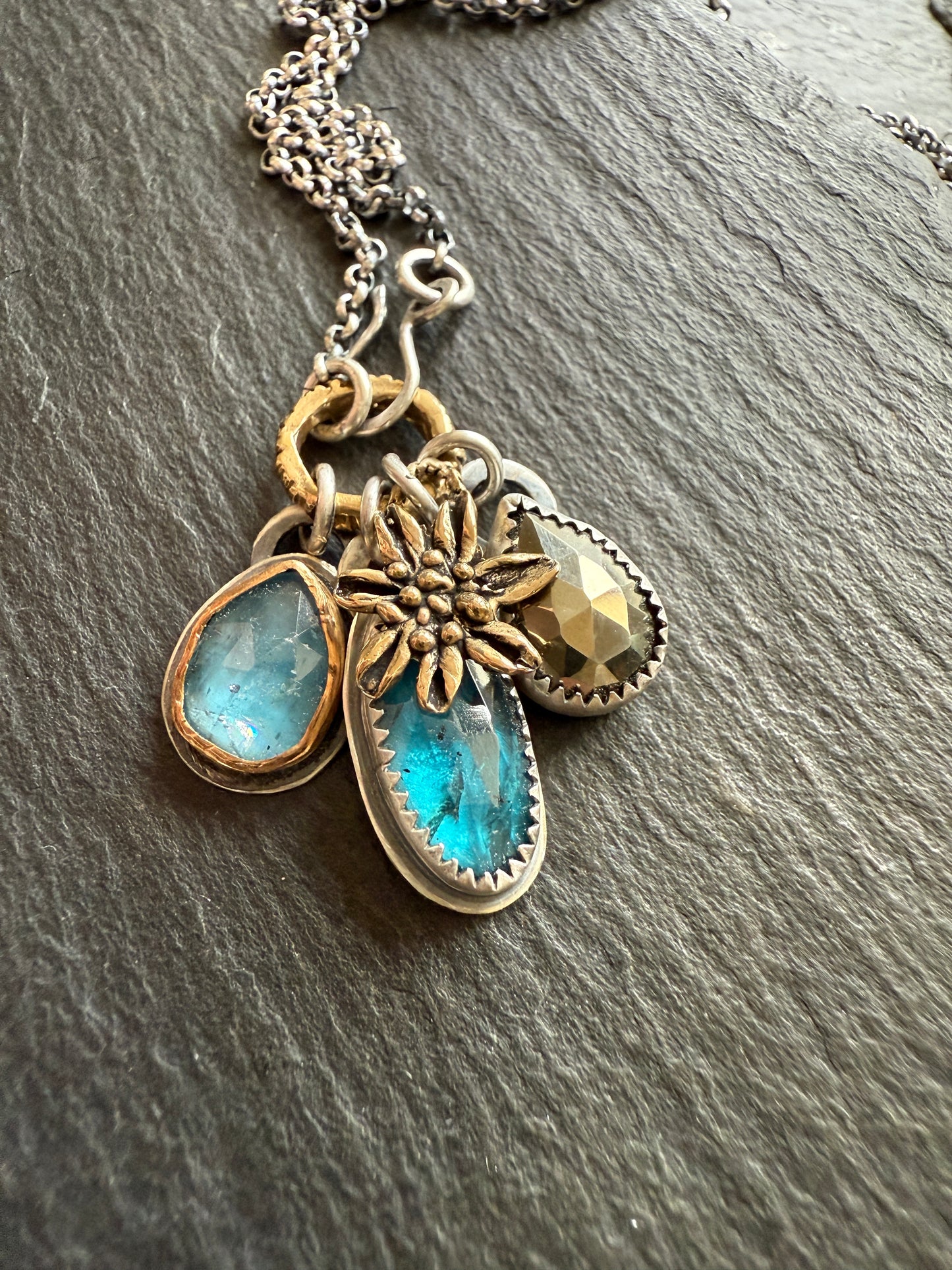 Multi Charm Necklace with Pyrite