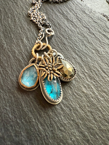 Multi Charm Necklace with Pyrite