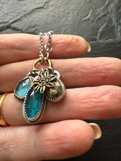 Multi Charm Necklace with Pyrite