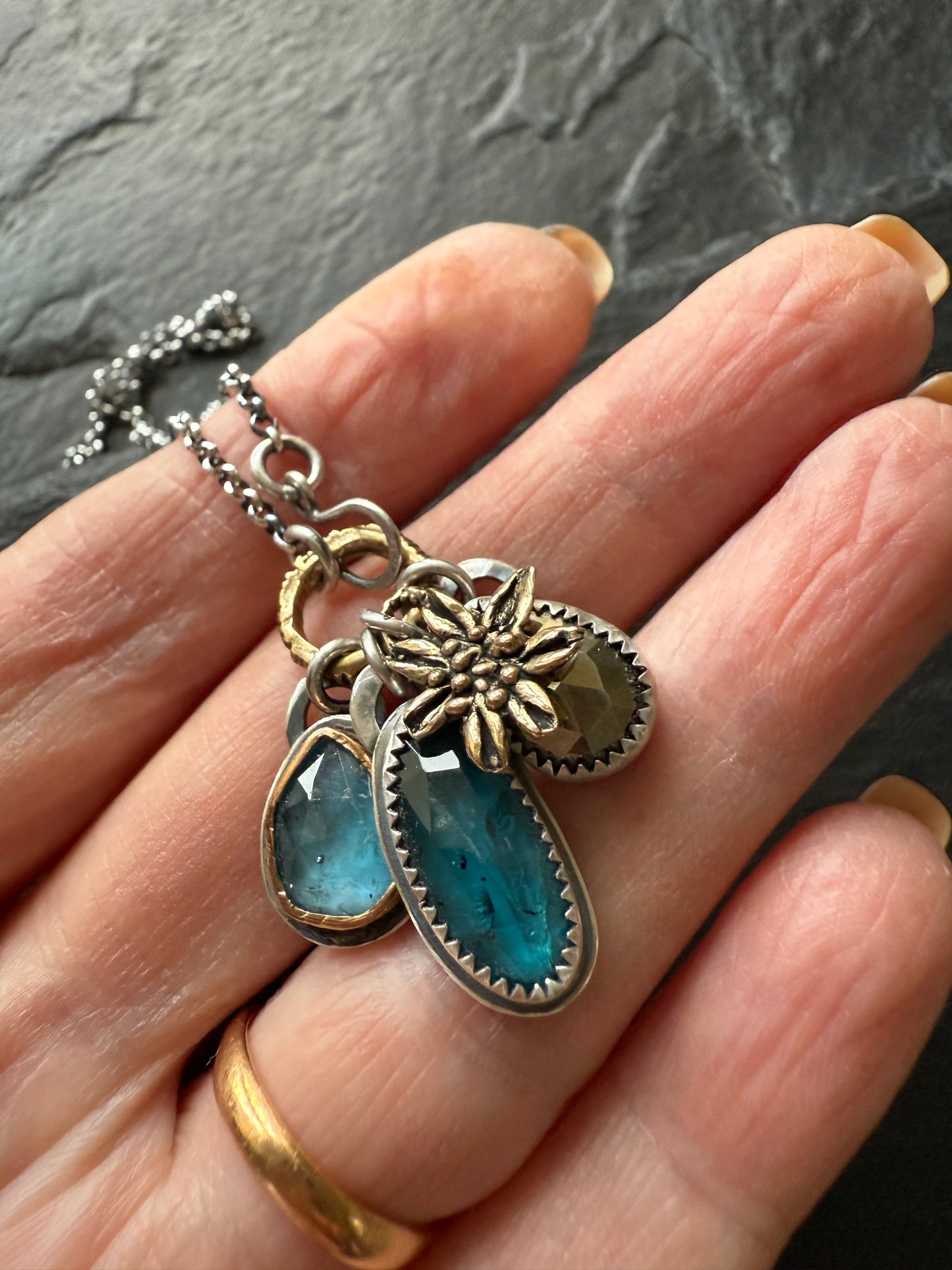 Multi Charm Necklace with Pyrite