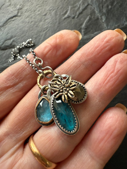 Multi Charm Necklace with Pyrite