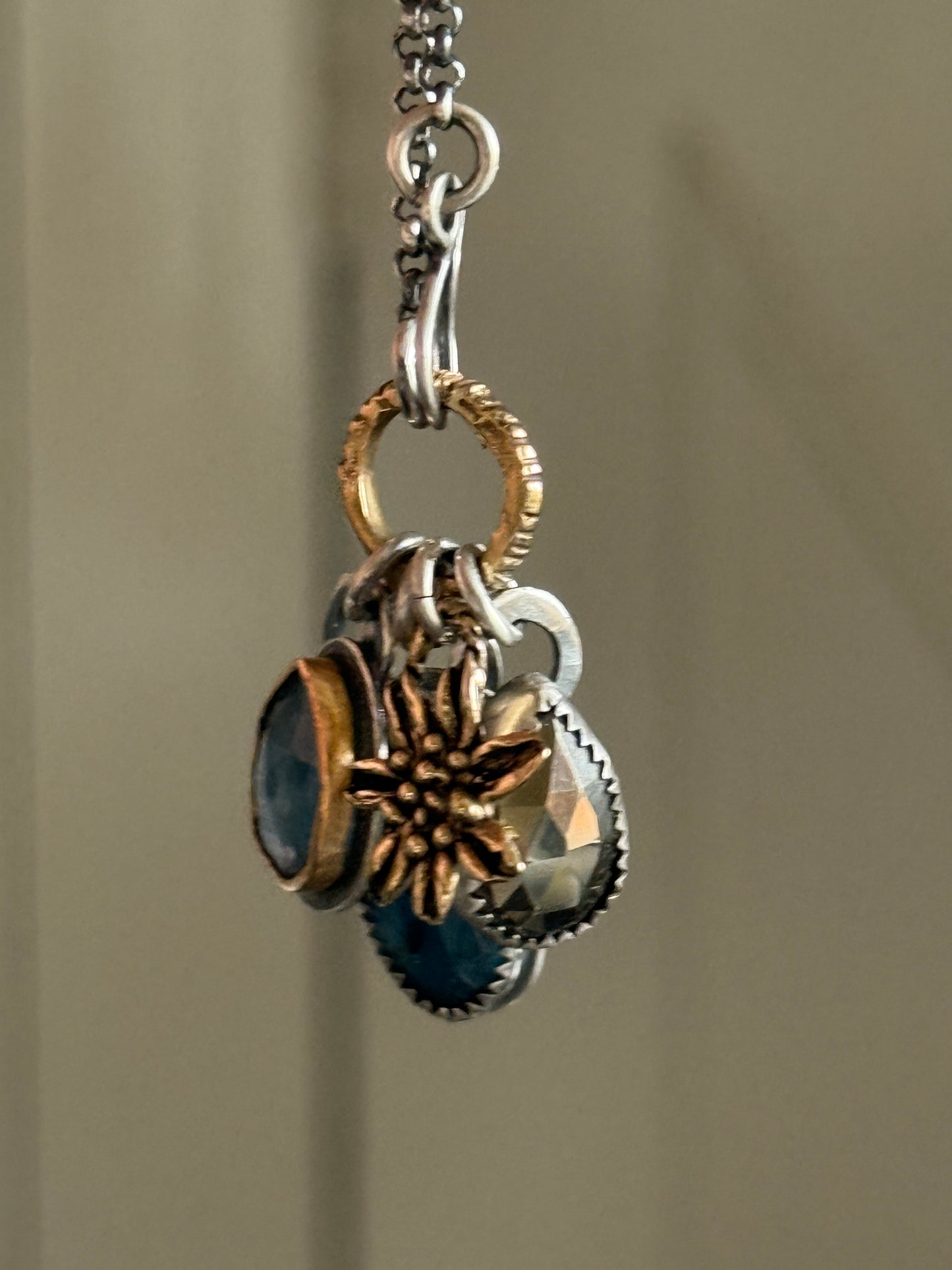 Multi Charm Necklace with Pyrite