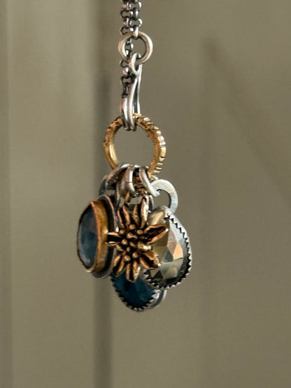 Multi Charm Necklace with Pyrite