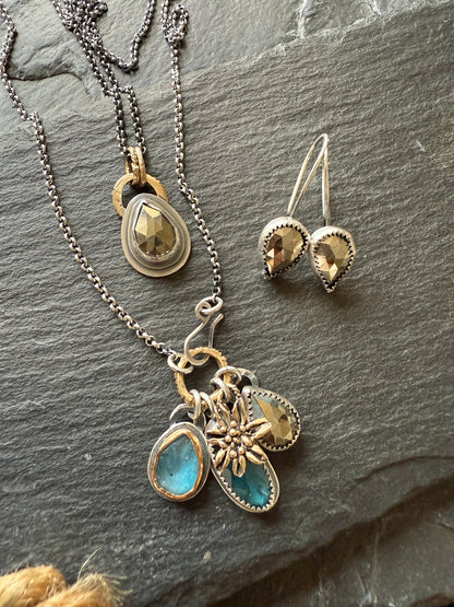 Multi Charm Necklace with Pyrite