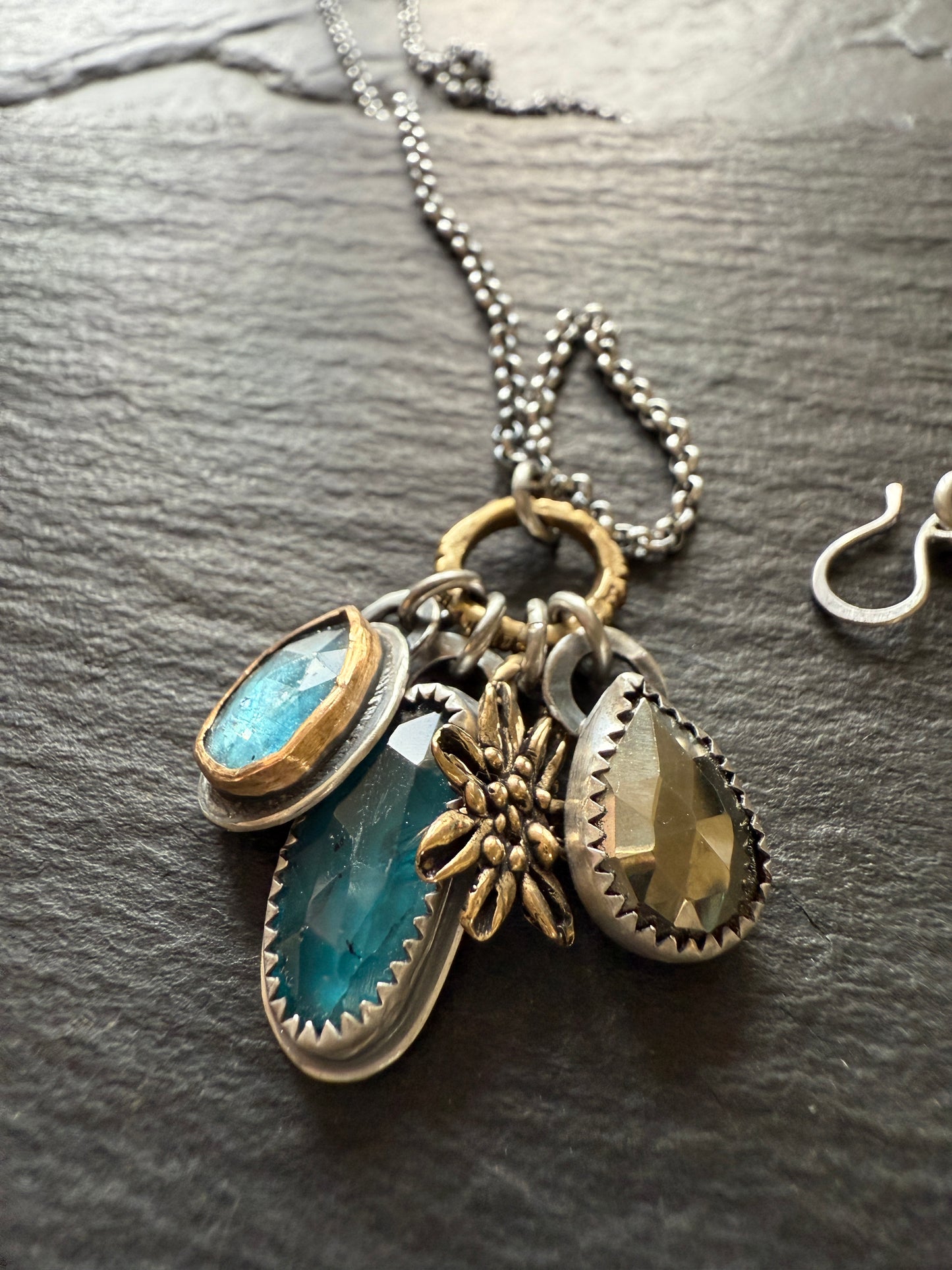 Multi Charm Necklace with Pyrite