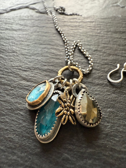 Multi Charm Necklace with Pyrite