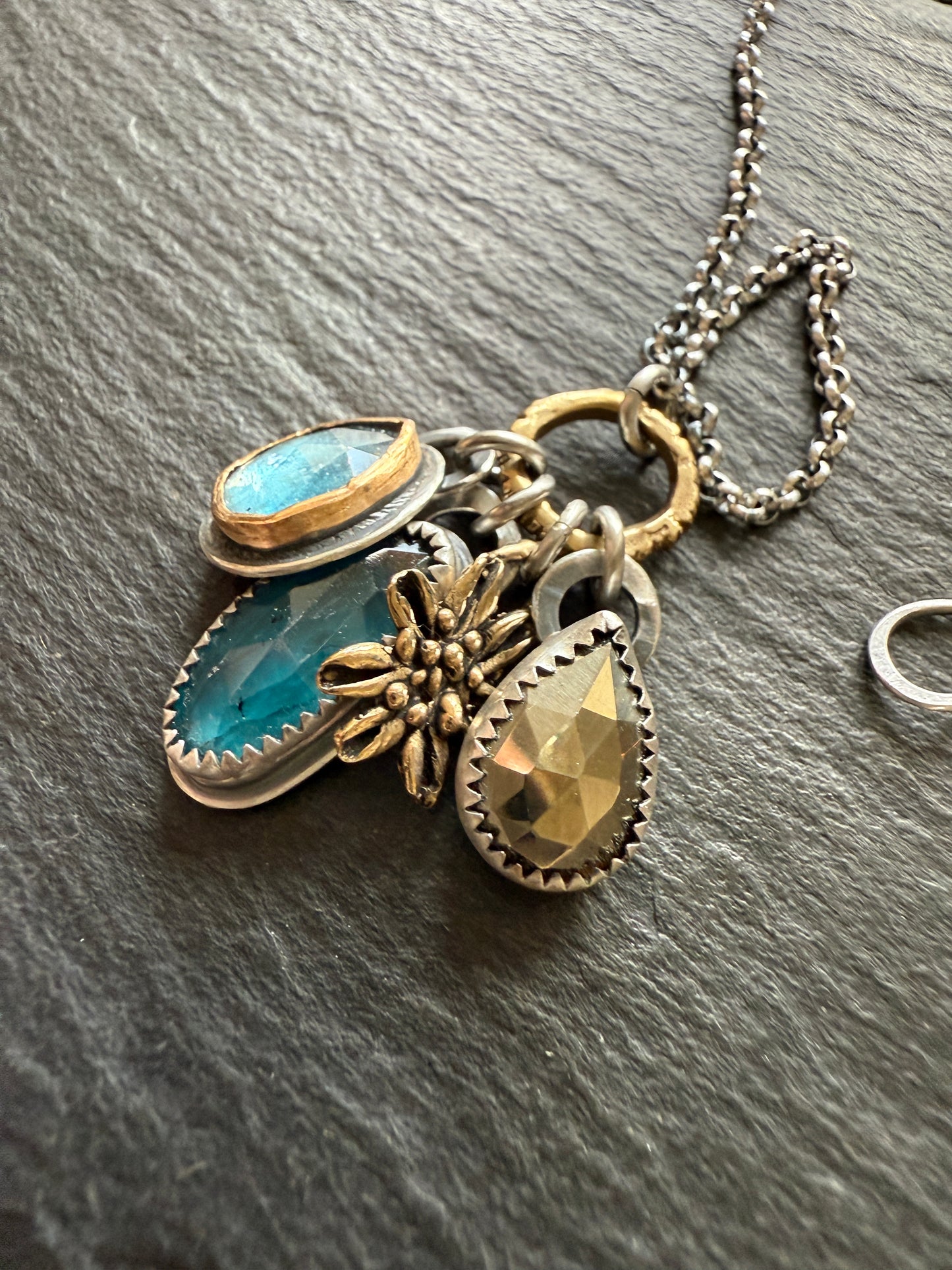 Multi Charm Necklace with Pyrite