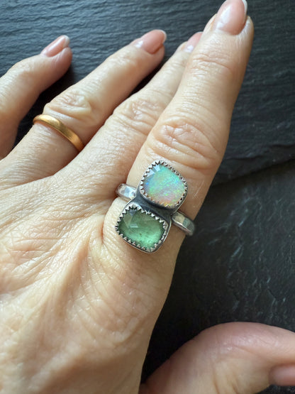 Kyanite and Opal Ring 8US / P 1/2 UK