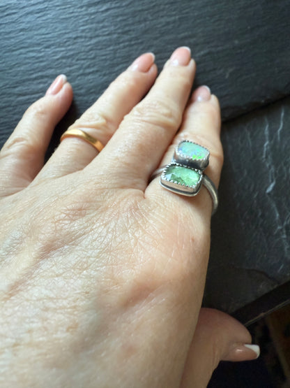 Kyanite and Opal Ring 8US / P 1/2 UK